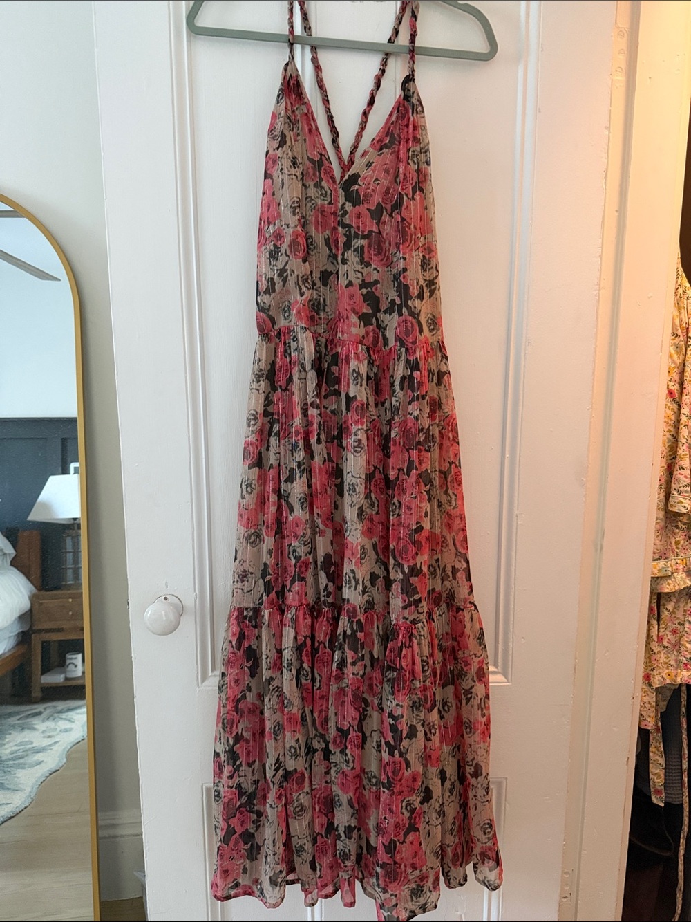 Astr Pink Floral Tiered Maxi Dress